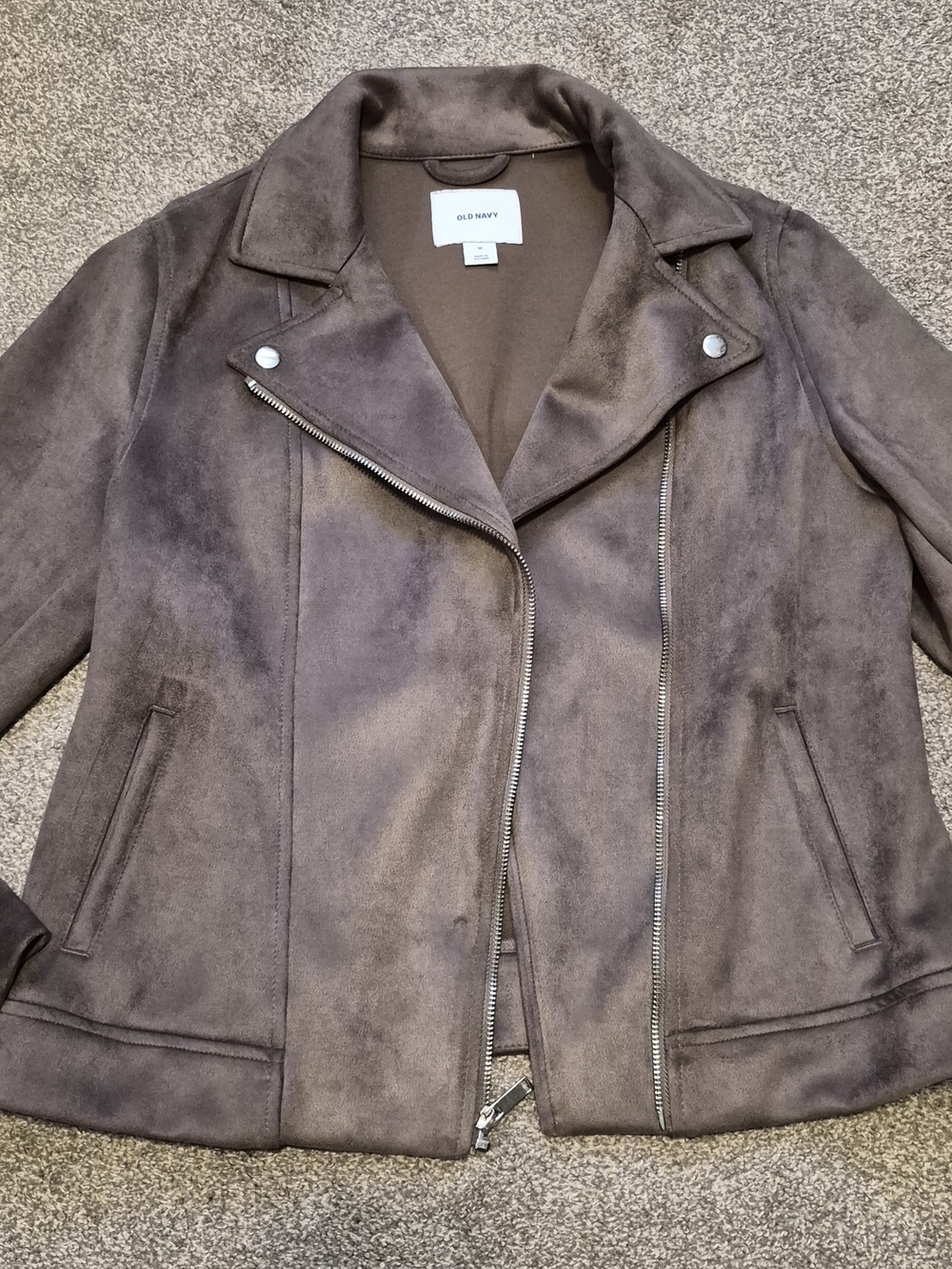 Old Navy Women's Taupe Faux Suede Moto Jacket